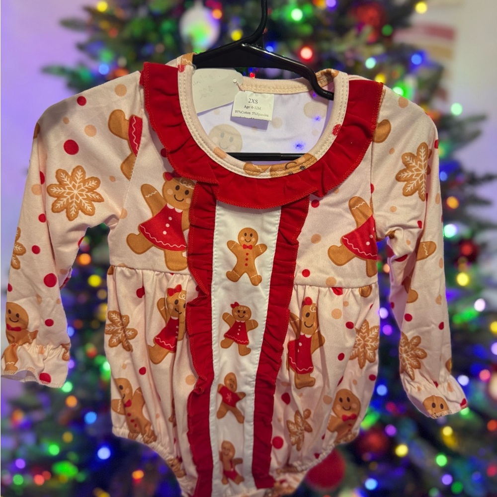 Gingerbread Long Sleeve Baby Romper